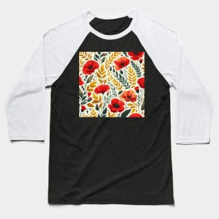 Red Poppy Flower Baseball T-Shirt